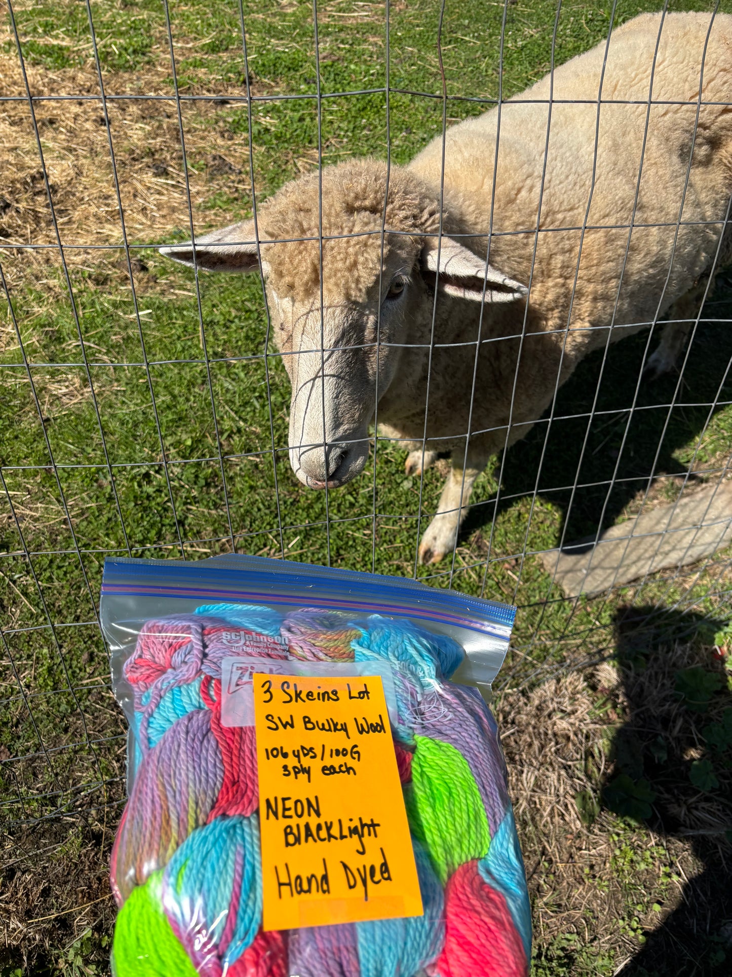 Wool yarn lot hand dyed